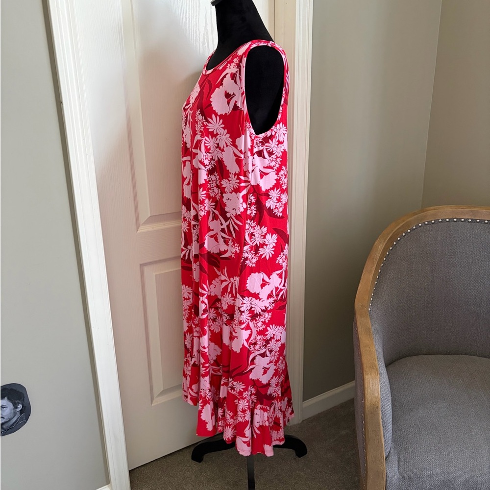 LOGO by Lori Goldstein Red and White Floral Maxi Dress - Picture 2 of 7